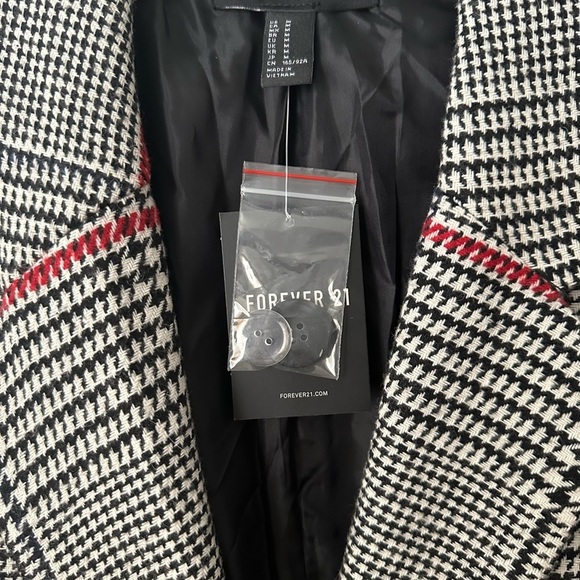 FOREVER 21 Printed Houndstooth Blazer Black And White Medium BNWT - Picture 4 of 7